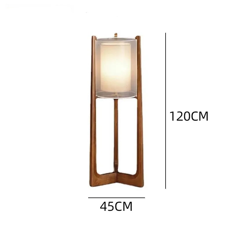 Lampada da Terra in Stile Giapponese - Design in Legno Massello e Tessuto per un'Atmosfera Zen
