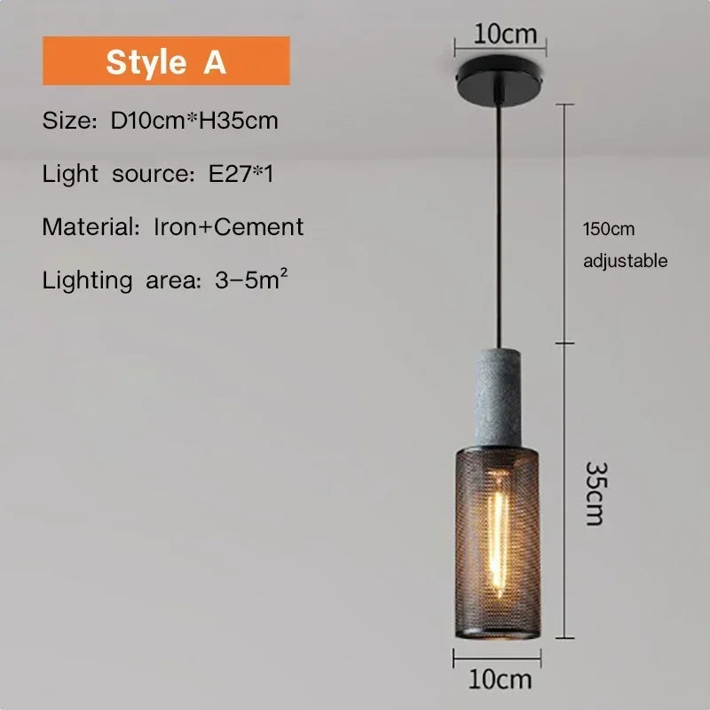 Lampada a Sospensione Retro in Cemento – Stile Industriale e Design Vintage
