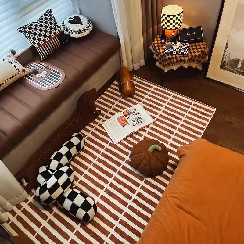 Tappeto Decorativo a Strisce Nordic - Morbidezza Imitazione Cashmere per Soggiorno e Camera da Letto