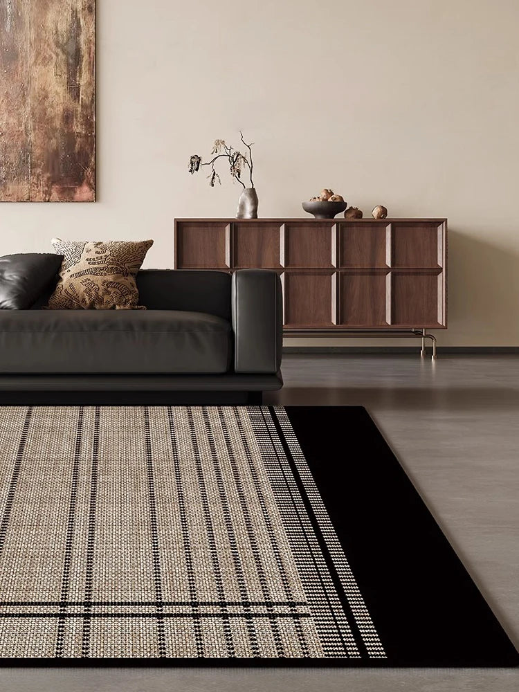 Tappeto Scozzese Artistico Beige e Nero - Eleganza e Comfort per Ogni Ambiente