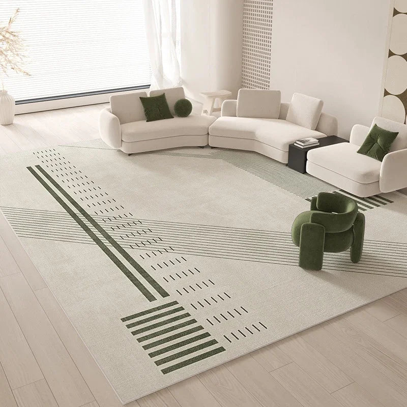 Tappeto Geometrico Verde - Eleganza e Comfort per il Tuo Soggiorno