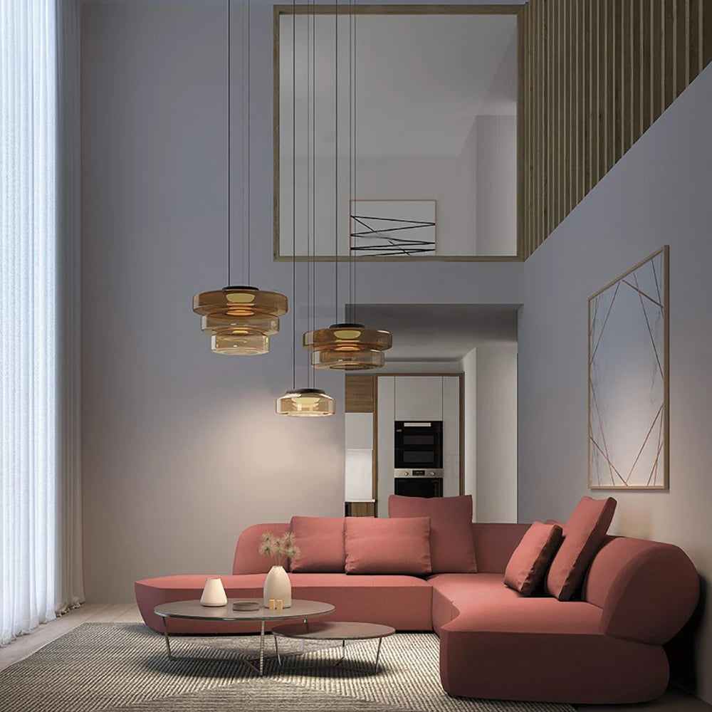 Lampadario Minimalista Italiano in Vetro - Design Moderno per Bar e Ristoranti