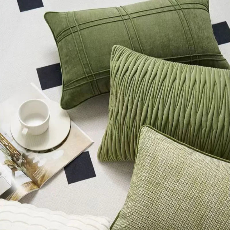 Federa per Cuscino Verde di Fascia Alta - Design Moderno con Texture Geometrica