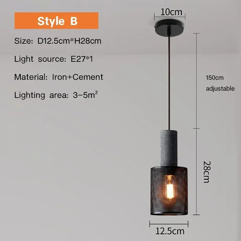 Lampada a Sospensione Retro in Cemento – Stile Industriale e Design Vintage