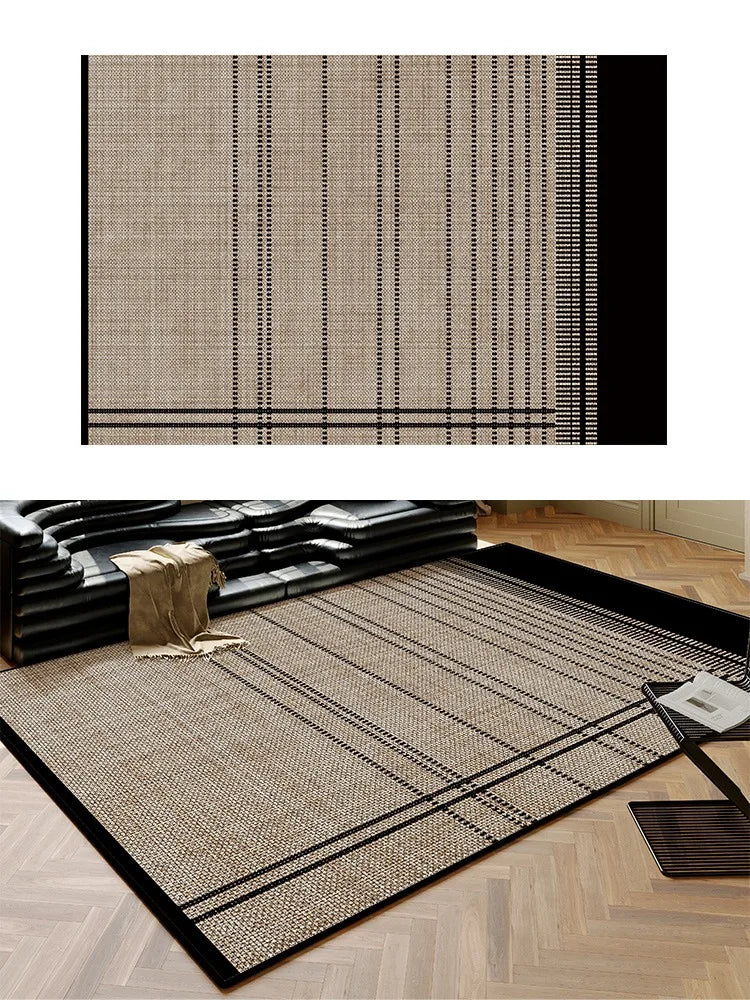 Tappeto Scozzese Artistico Beige e Nero - Eleganza e Comfort per Ogni Ambiente