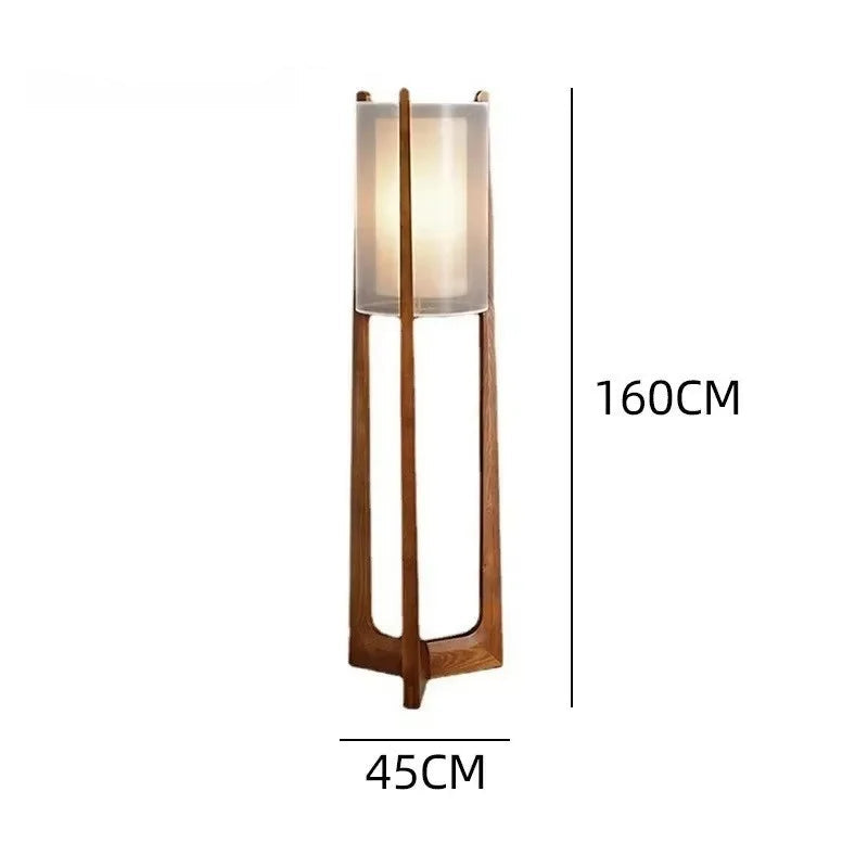 Lampada da Terra in Stile Giapponese - Design in Legno Massello e Tessuto per un'Atmosfera Zen