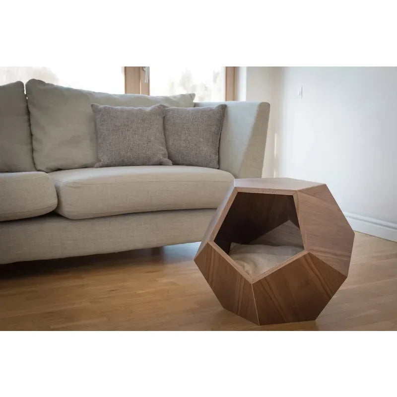 Letto per Gatti con Foro in Legno MDF: Design Geometrico e Funzionale per il Tuo Animale Domestico