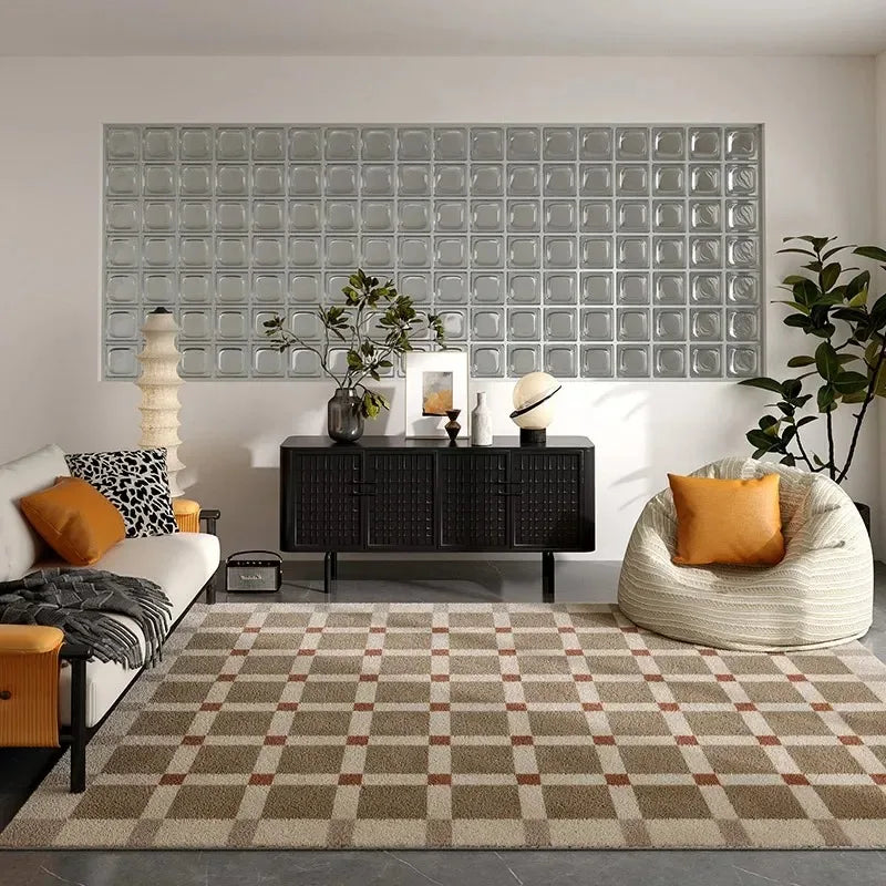 Tappeto Morbido e Lavabile in Lavatrice - Design Scozzese Geometrico per Soggiorno e Camera da Letto