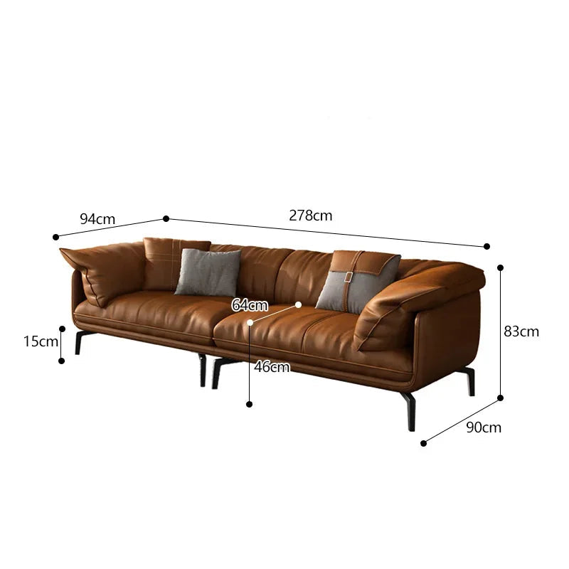 Eleganza e Comfort – Divano in Pelle Minimalista per un Living Moderno