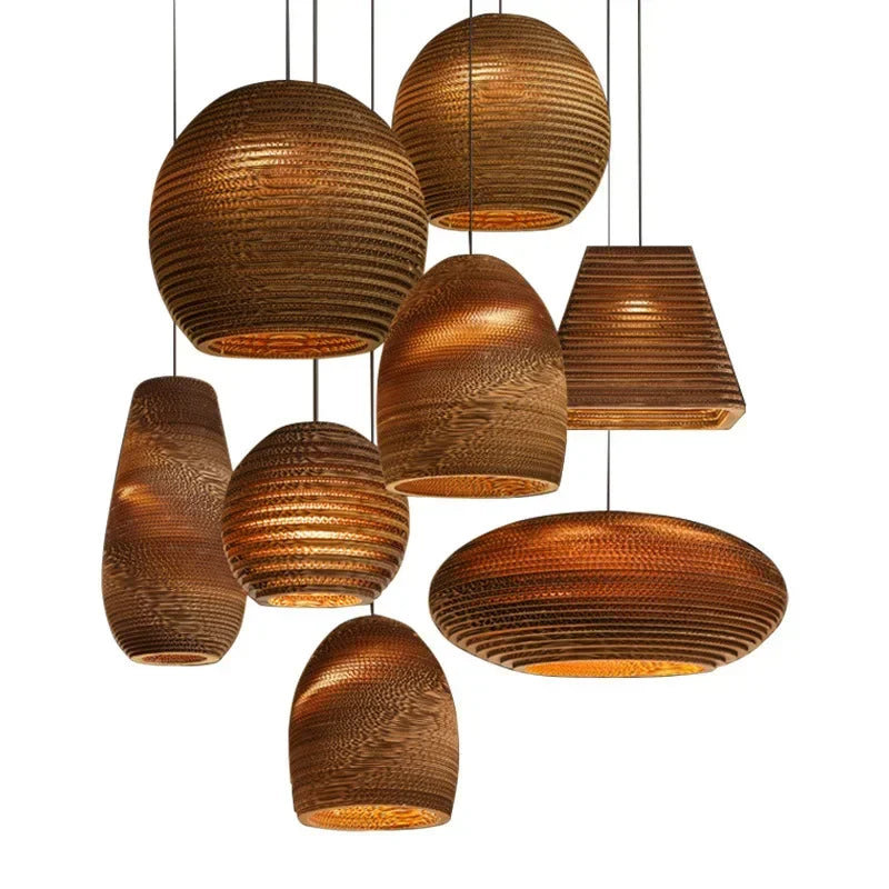 Lampada a Globo in Carta Ondulata - Eleganza Naturale per Ogni Ambiente