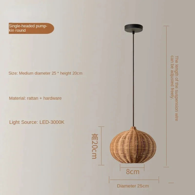 Lampada Wabi Sabi in Rattan - Design Giapponese Intrecciato a Mano