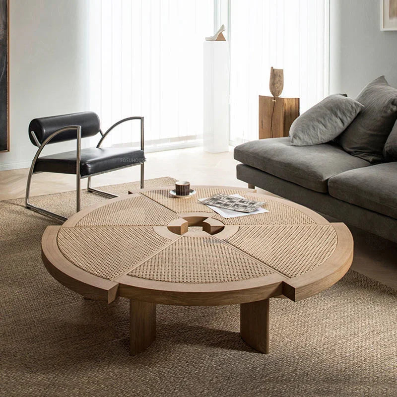 Tavolino da Salotto in Rattan e Legno Massello - Eleganza e Raffinatezza per Ogni Ambiente