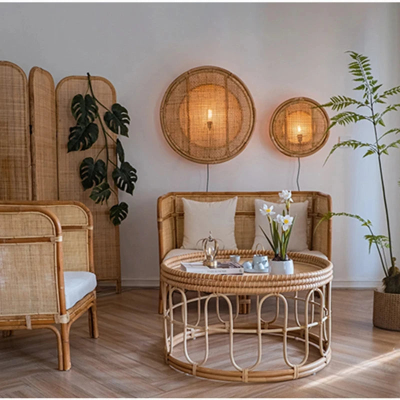 Lampada da Parete in Rattan e Bambù - Eleganza e Raffinatezza per Ogni Ambiente