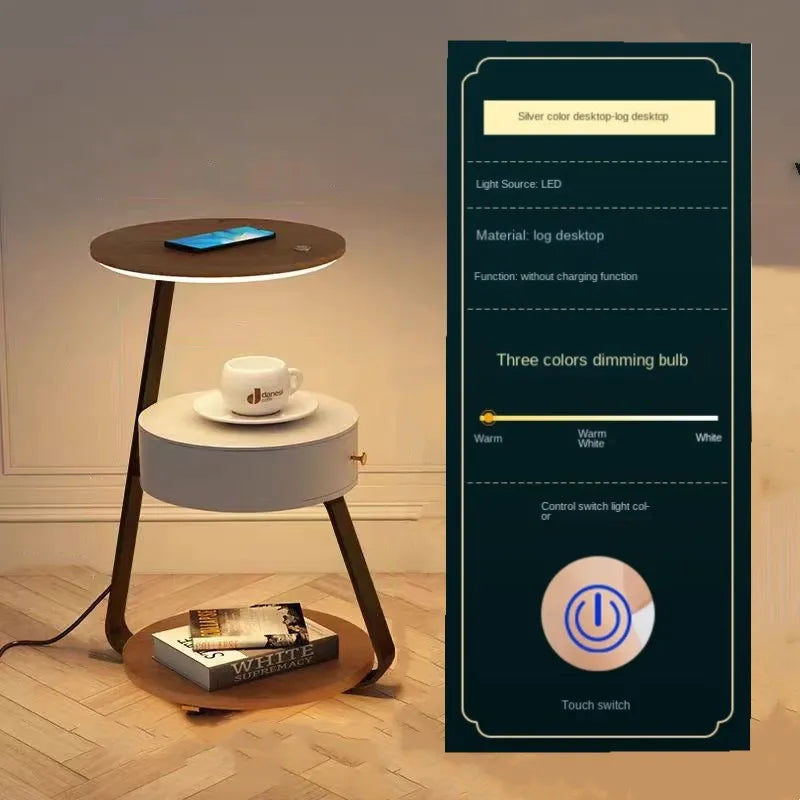 Lampada da Terra con Tavolo Integrato – Design Moderno e Funzionalità Unica