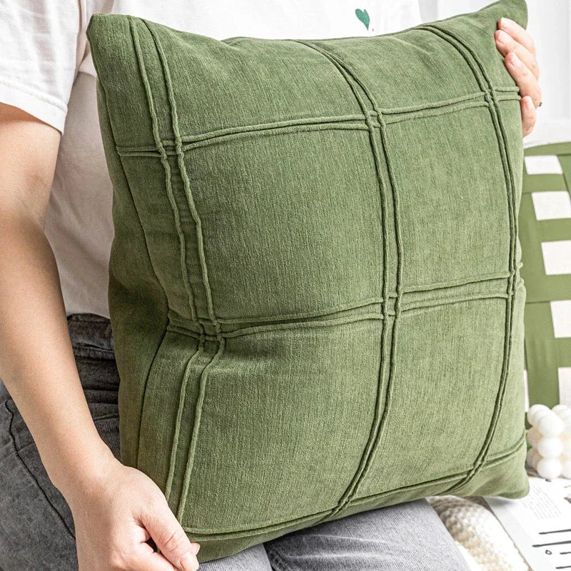 Federa per Cuscino Verde di Fascia Alta - Design Moderno con Texture Geometrica