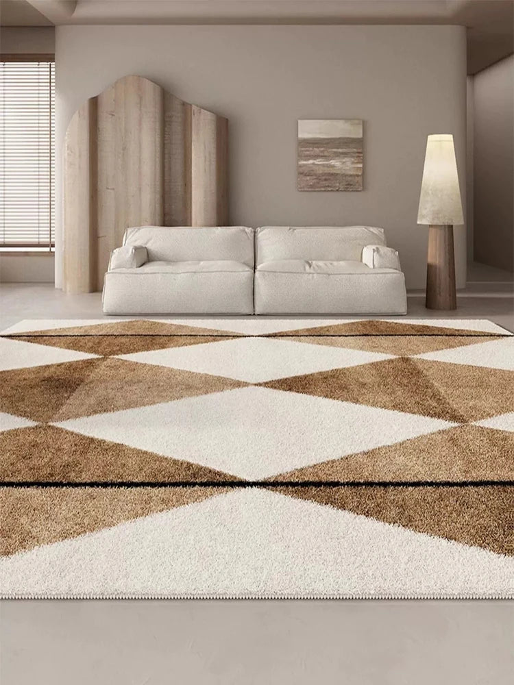 Tappeto Geometrico Crema e Marrone - Eleganza e Comfort per Ogni Stanza