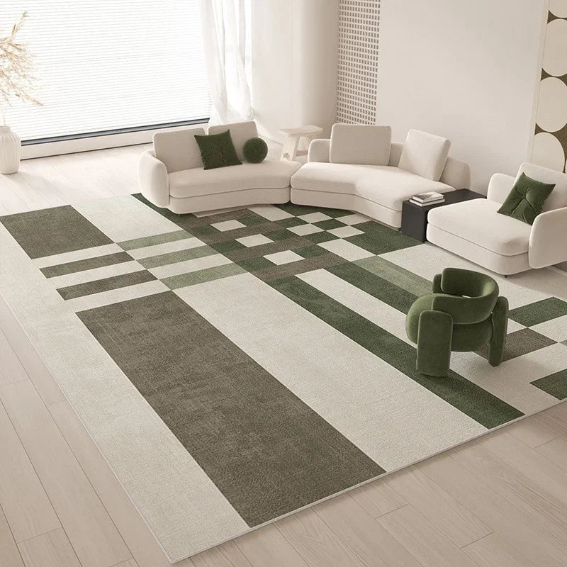 Tappeto Geometrico Verde - Eleganza e Comfort per il Tuo Soggiorno