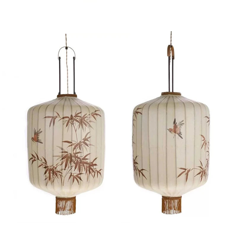 Lampada Lanterna in Tessuto Asiatico - Eleganza Retrò per Ogni Ambiente