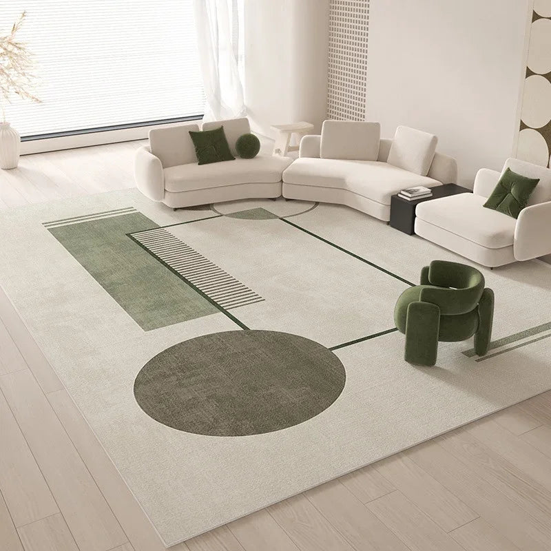 Tappeto Geometrico Verde - Eleganza e Comfort per il Tuo Soggiorno