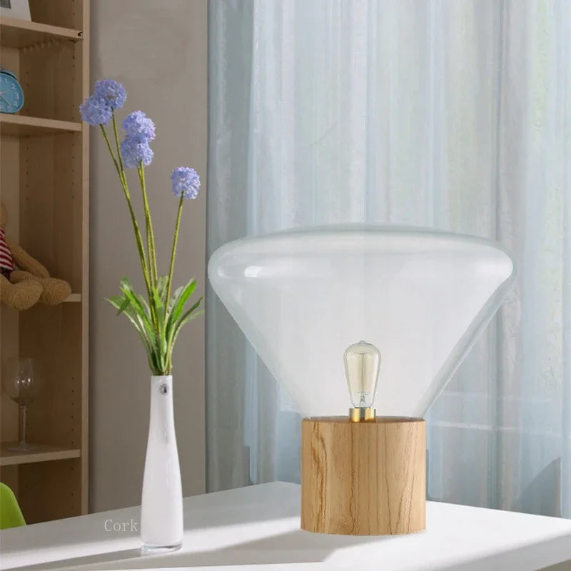 Lampada da Terra Moderna in Legno e Vetro - Eleganza e Creatività per Ogni Ambiente