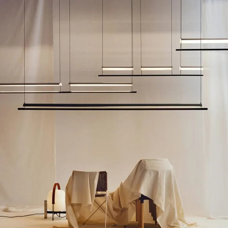 Lampadario Minimalista Scandinavo - Design Lungo e Moderno per Ristoranti e Uffici