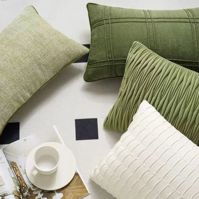 Federa per Cuscino Verde di Fascia Alta - Design Moderno con Texture Geometrica