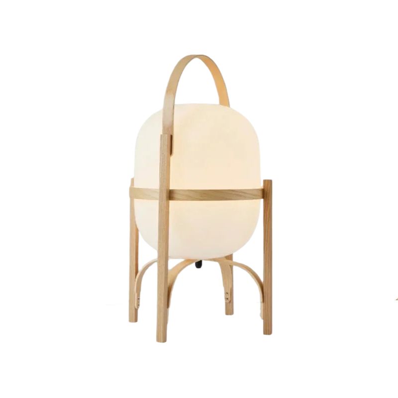Lampada da Terra Nordica in Vetro e Legno - Eleganza e Stile Wabi-Sabi per Ogni Ambiente
