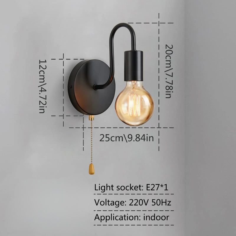 Lampada da Parete Industriale Nordica - Design in Ferro Nero per Interni Moderni