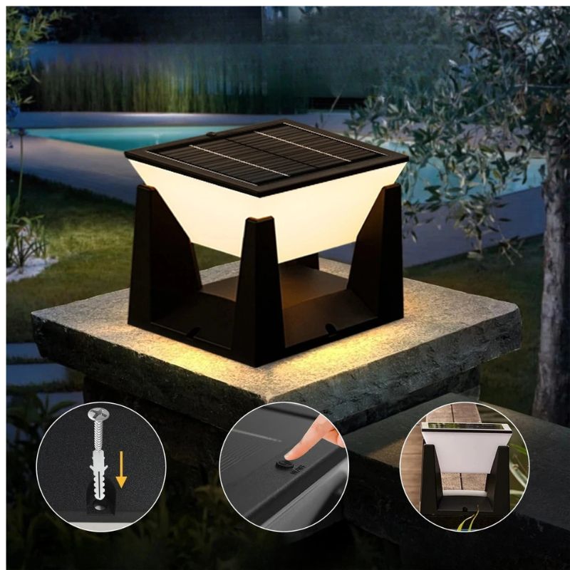 Luci a Colonna Solari per Recinzione - Illuminazione Moderna e Impermeabile per Giardini