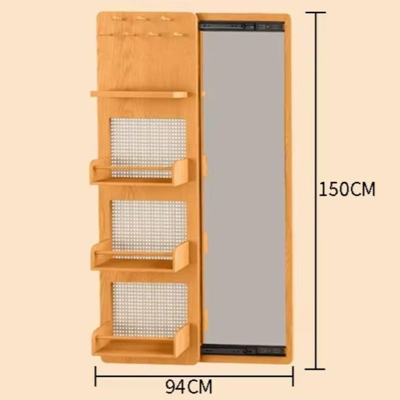 Specchio Multifunzionale in Legno - Eleganza Giapponese e Funzionalità Nascosta