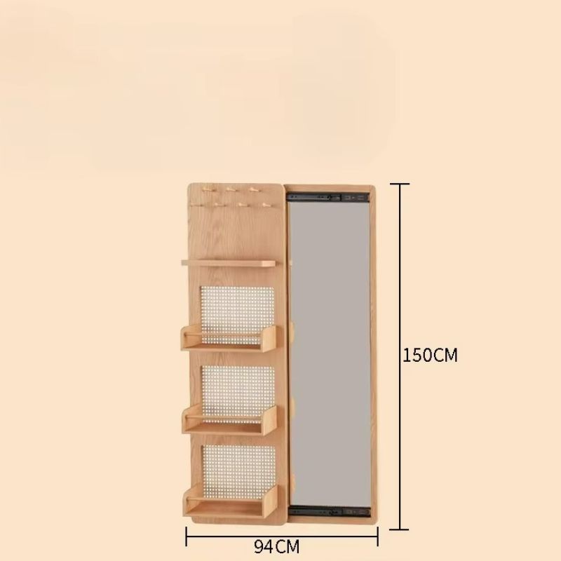 Specchio Multifunzionale in Legno - Eleganza Giapponese e Funzionalità Nascosta