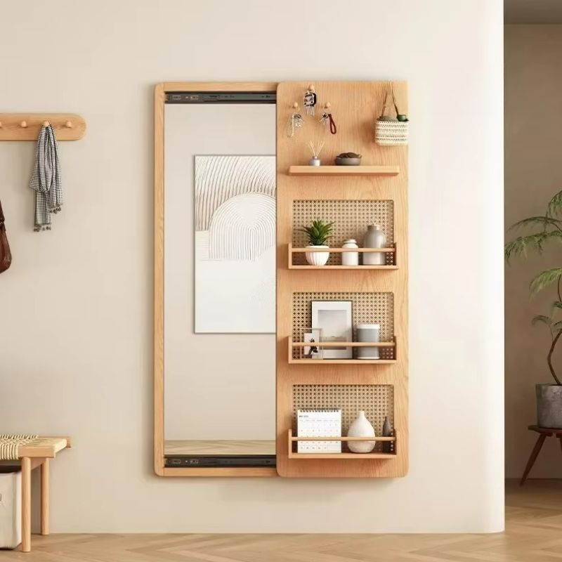 Specchio Multifunzionale in Legno - Eleganza Giapponese e Funzionalità Nascosta
