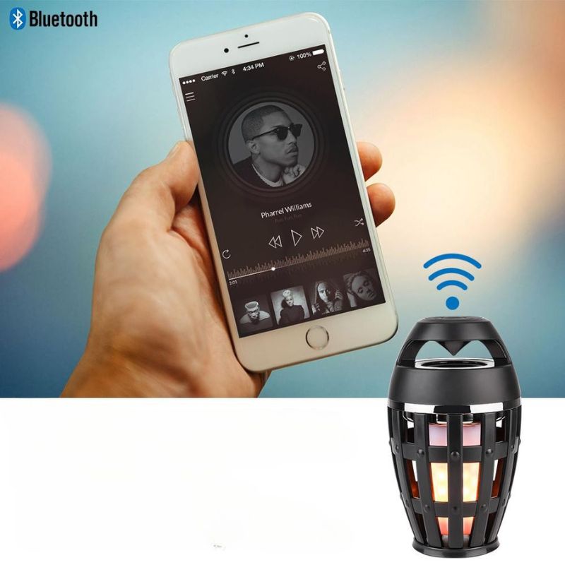 Lanterna da Campeggio con Altoparlante Bluetooth e Effetto Fiamma