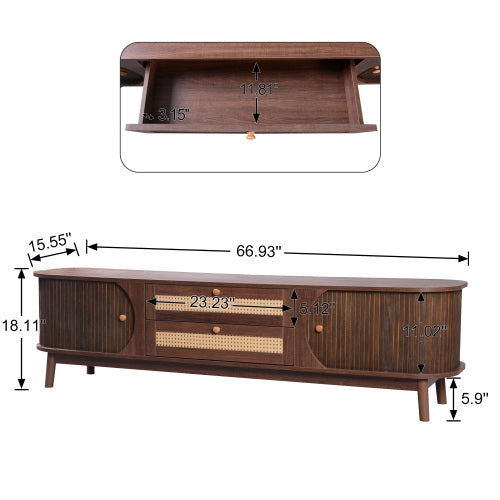 Mobile Porta TV in Rattan - Eleganza Rustica per Televisori fino a 75 Pollici
