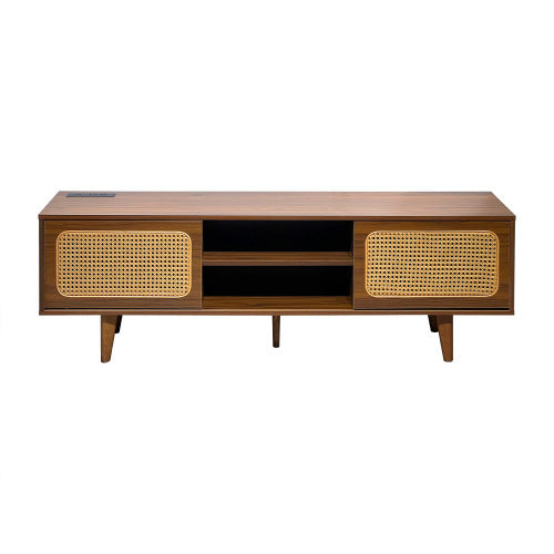 Mobile Porta TV in Rattan Stile Mid-Century - Eleganza e Funzionalità per il Soggiorno