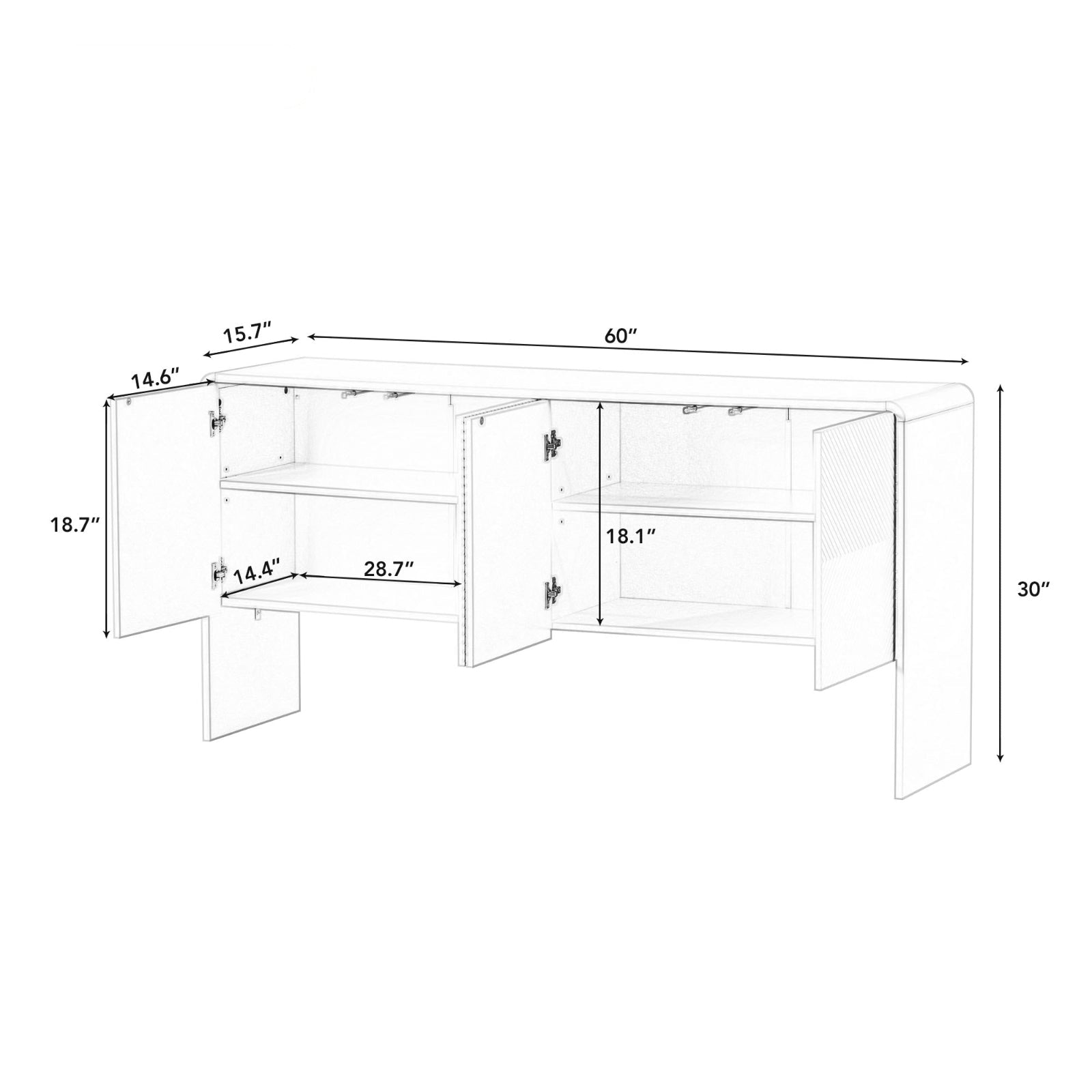 Credenza Minimalista Trexm 60L - Eleganza Lineare e Funzionalità Senza Tempo