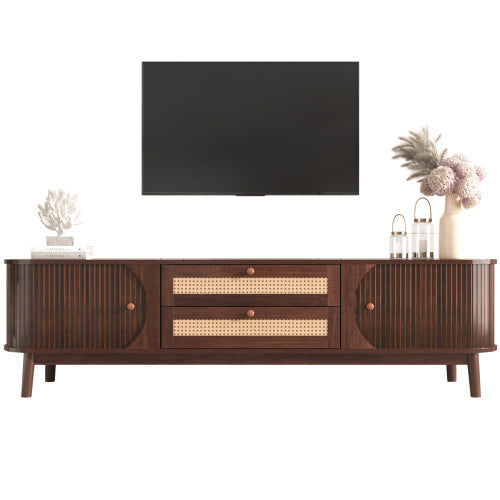 Mobile Porta TV in Rattan - Eleganza Rustica per Televisori fino a 75 Pollici