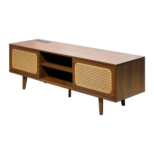 Mobile Porta TV in Rattan Stile Mid-Century - Eleganza e Funzionalità per il Soggiorno