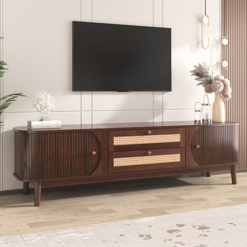 Mobile Porta TV in Rattan - Eleganza Rustica per Televisori fino a 75 Pollici