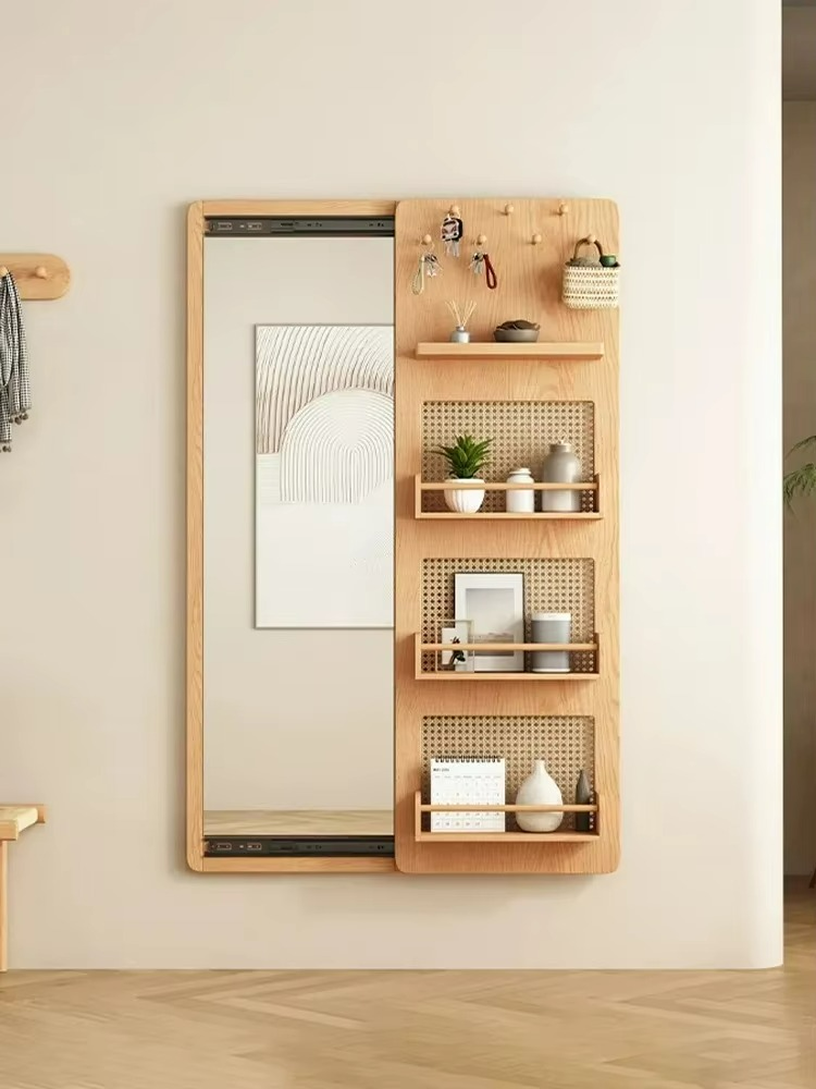 Specchio Multifunzionale in Legno - Eleganza Giapponese e Funzionalità Nascosta