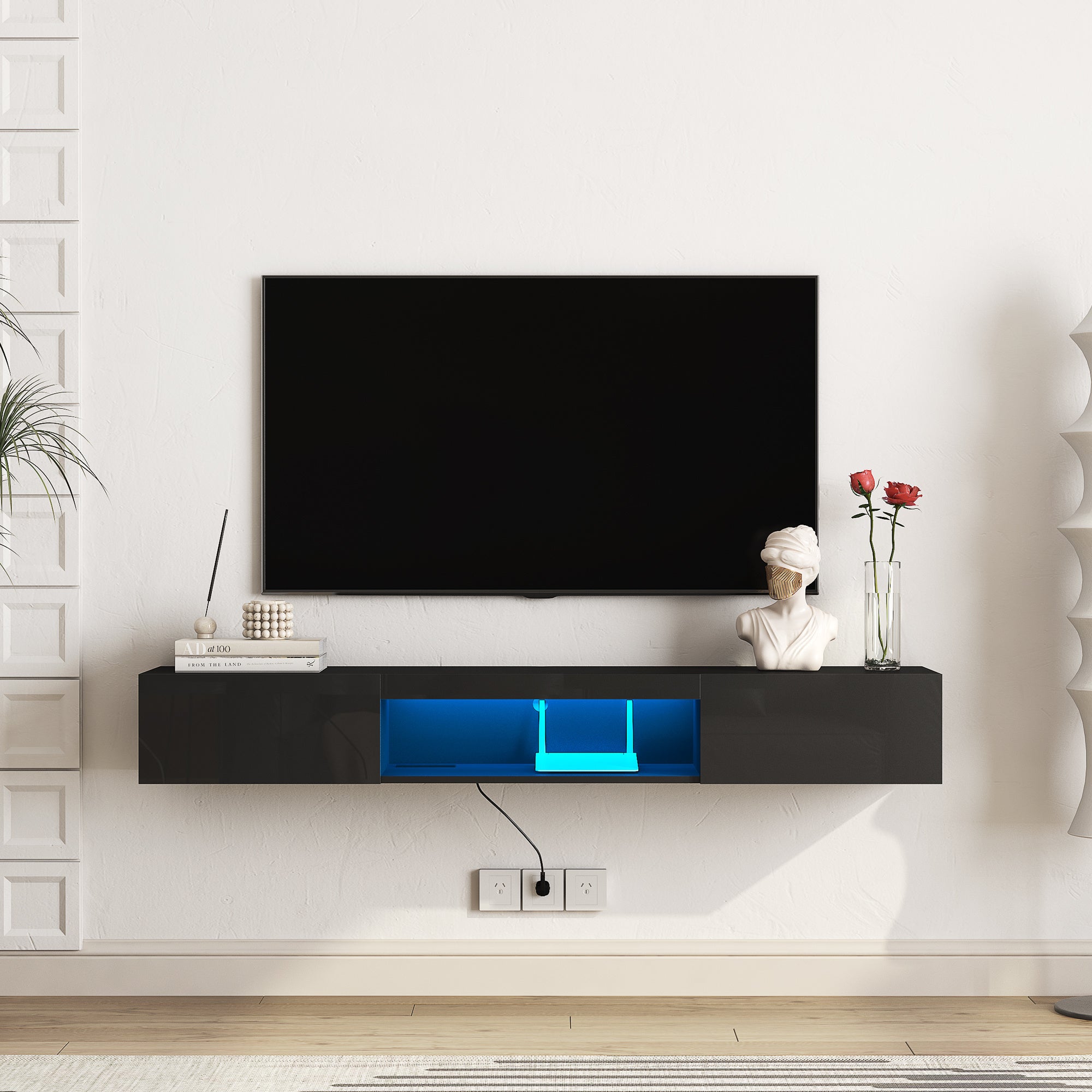 Mobile TV Galleggiante con Luci LED - Design Futurista e Funzionale
