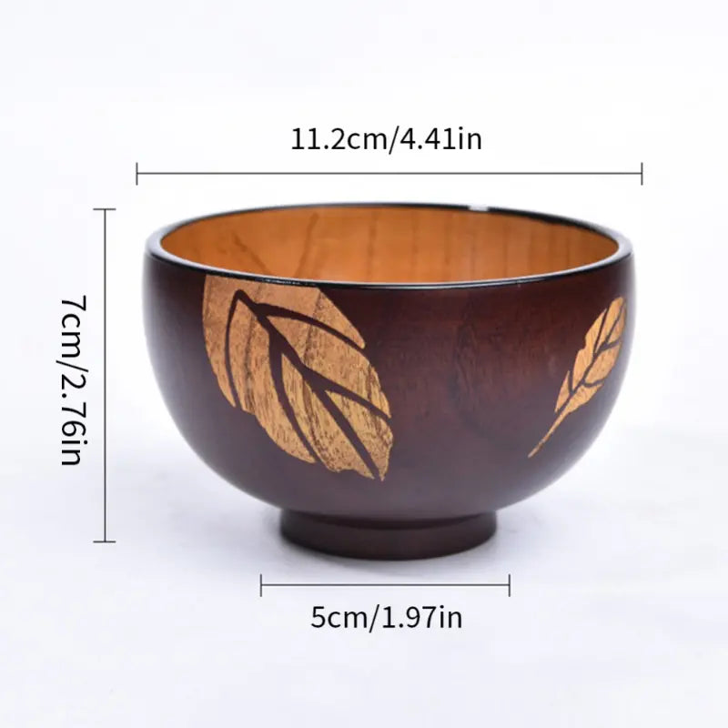 Handmade Wooden Soup Bowl with Spoon and Salt Scoop