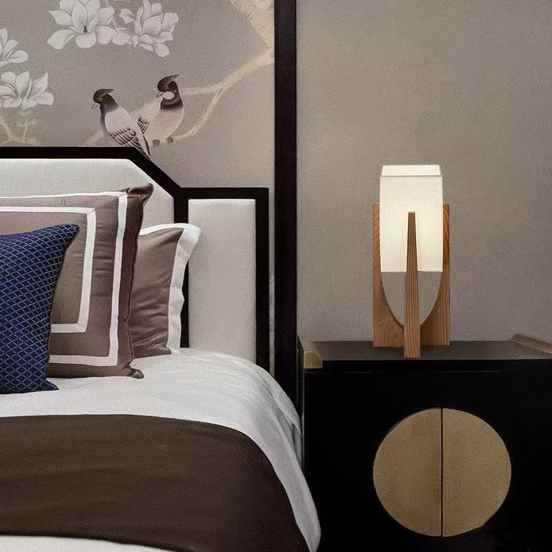 Lampada da Comodino in Legno - Eleganza Retrò per la Camera da Letto