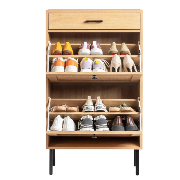 Armadietto Scarpe in Rattan con 2 Ante - Eleganza Naturale e Massima Funzionalità