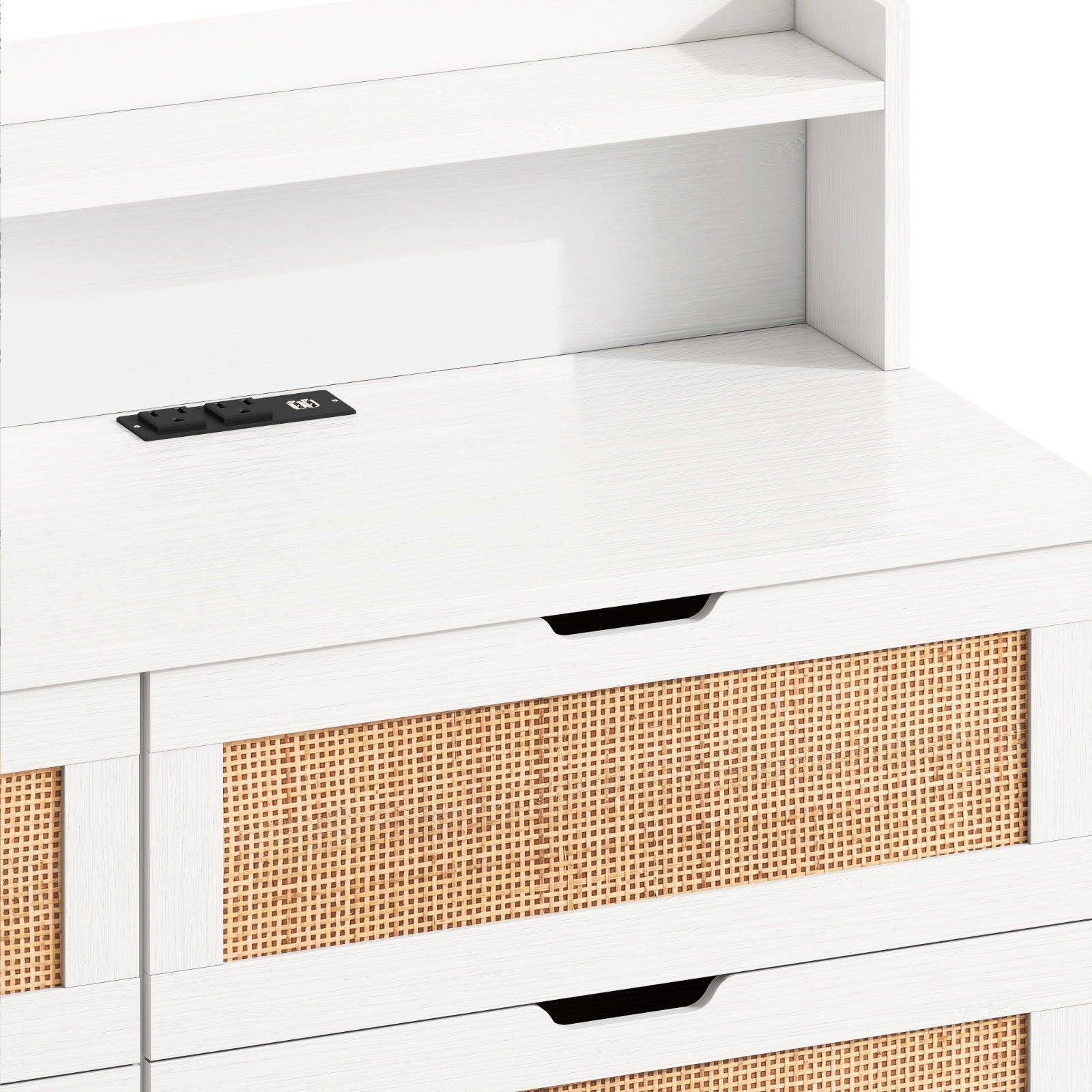 Armadio Portaoggetti in Rattano con Presa LED - Eleganza Naturale e Funzionalità