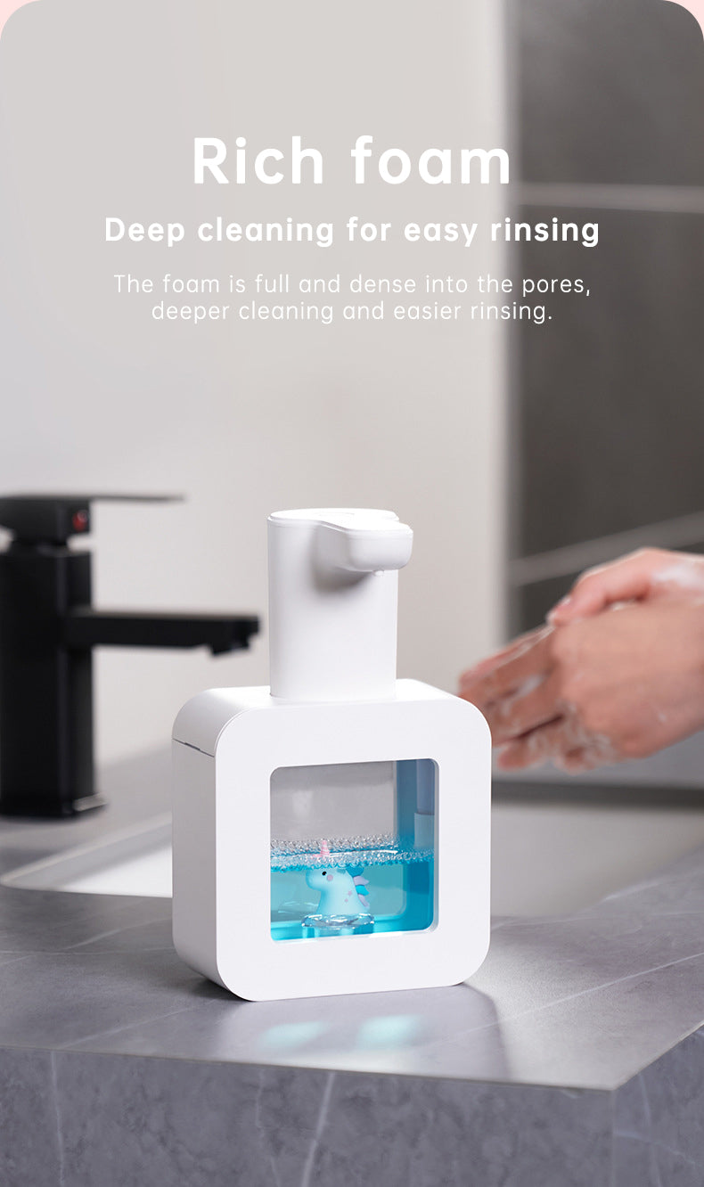 "FelinFoam™ - Dispenser Automatico di Sapone a Rilevamento per Bambini con Luce Notturna: Igienico e Divertente!"