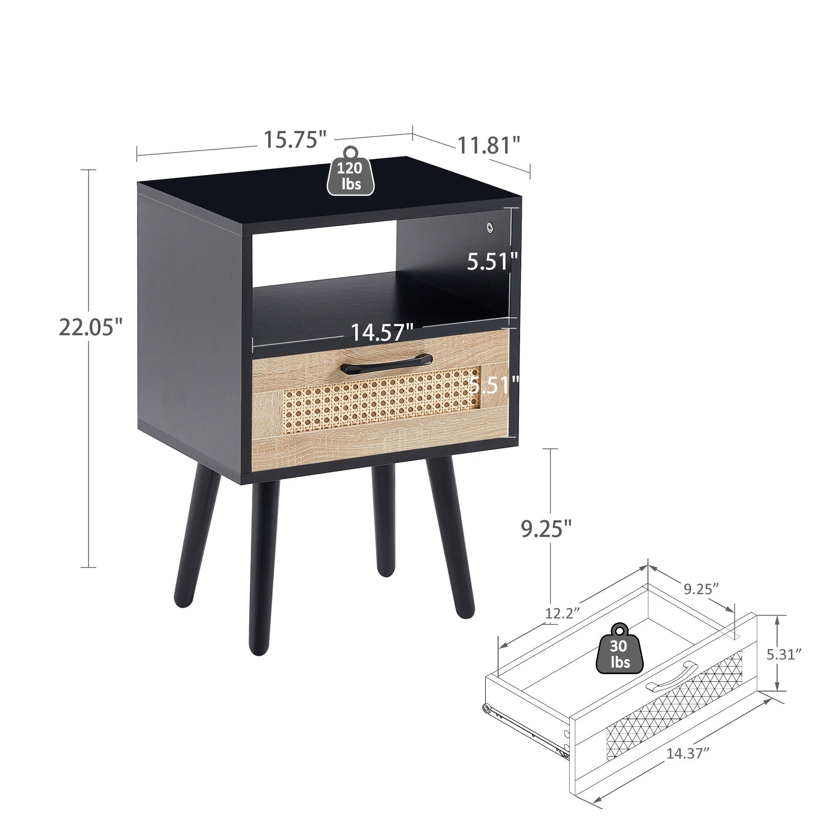 Tavolino Moderno in Rattan con Cassetto - Eleganza Naturale per la Tua Casa