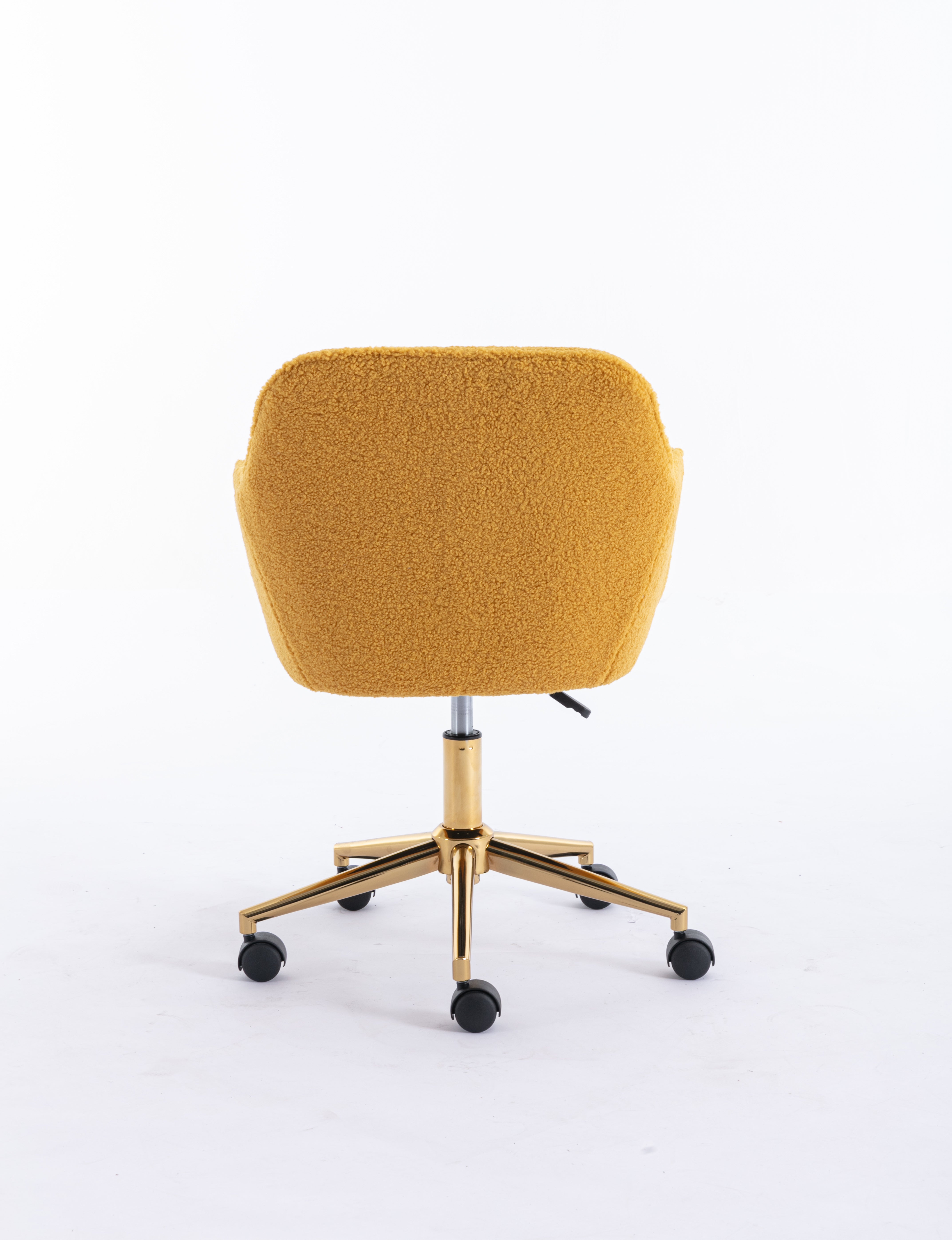 Radioso Comfort: Sedia da Ufficio Moderna in Tessuto Teddy Regolabile in Altezza, Girevole a 360 Gradi - Giallo
