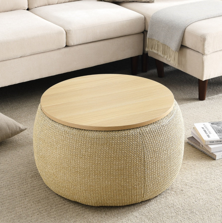 Pouf Tavolino 2-in-1 con Contenitore - Design Multifunzionale e Naturale