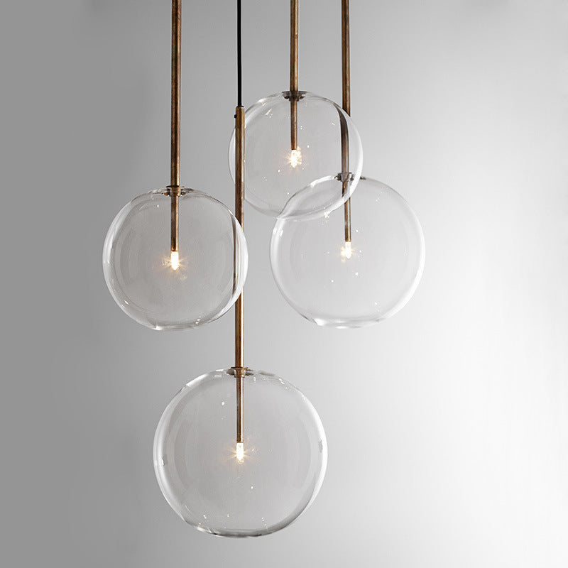 "Luminescenza Creativa: Lampadario a Singola Testa con Sfera di Vetro"